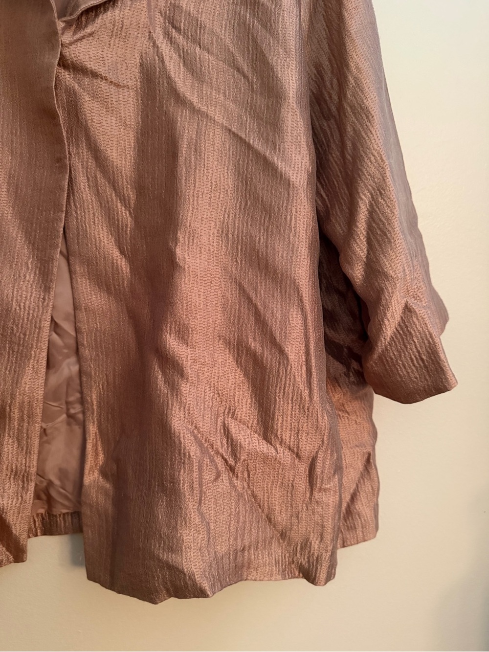 Eileen Fisher 100% Silk Shimmer Jacket Blazer L Rose Gold Pink - Picture 4 of 7